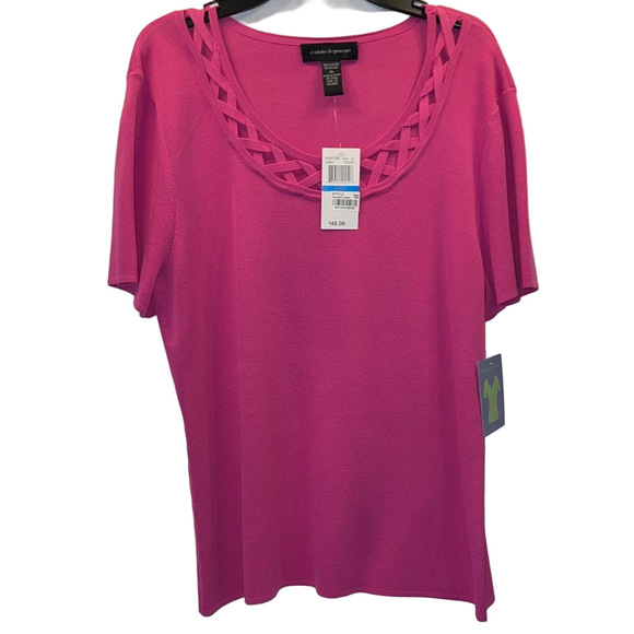 Cable & Gauge Tops - Gable & Gauge Tulip/Fuchsia Short Sleeve Top